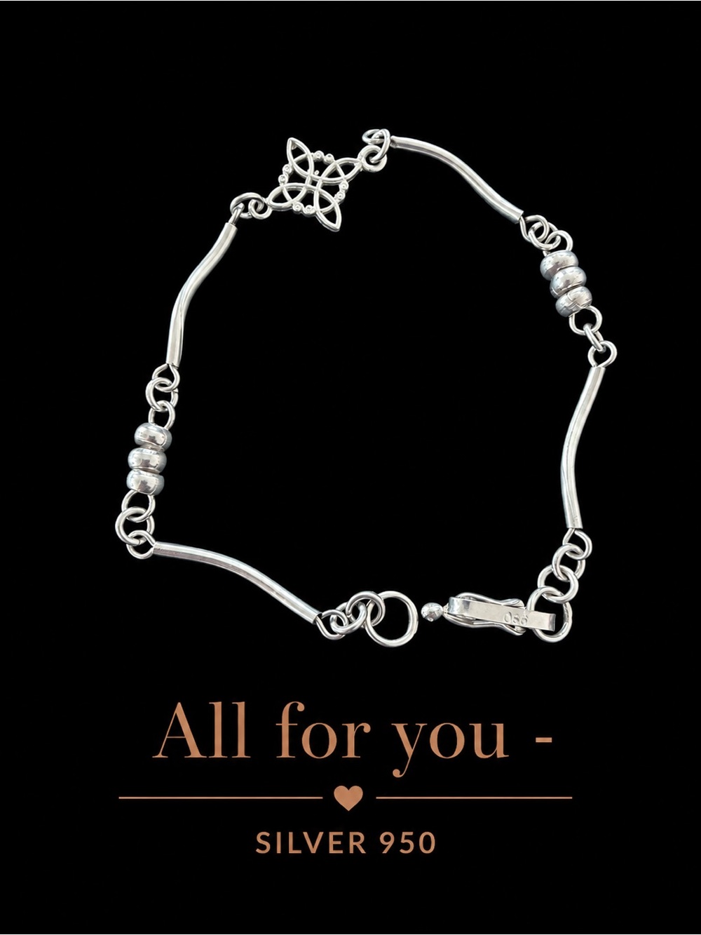 950 Silver Celtic Knot Bracelet 7–7.5” |Link Bracelet | Lobster Clasp